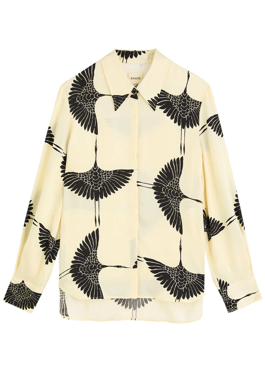 Khaite Minta Printed Satin Shirt - Cream - 4 (UK8 / S)