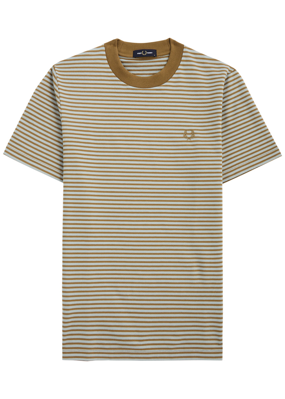 Fred Perry Striped Logo-embroidered Cotton T-shirt - Multicoloured - M