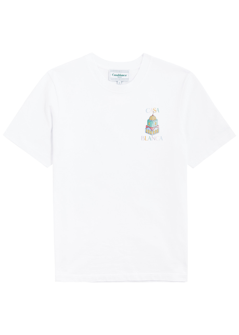 Casablanca White Crewneck T-shirt With Logo Detail On The Front And Maxi Logo Print On The Rear In White