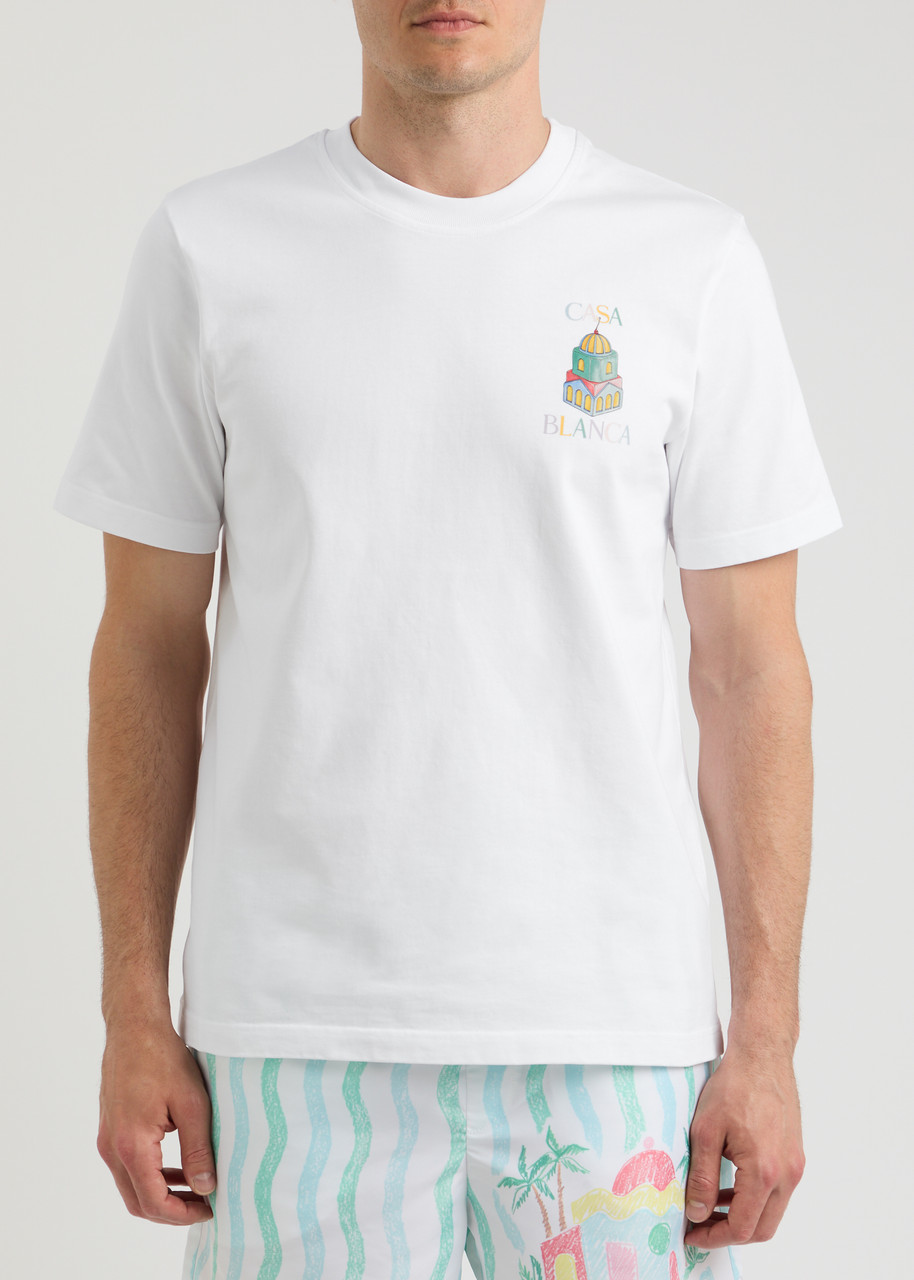 Shop Casablanca Objets En Vrac Printed Cotton T-shirt In White