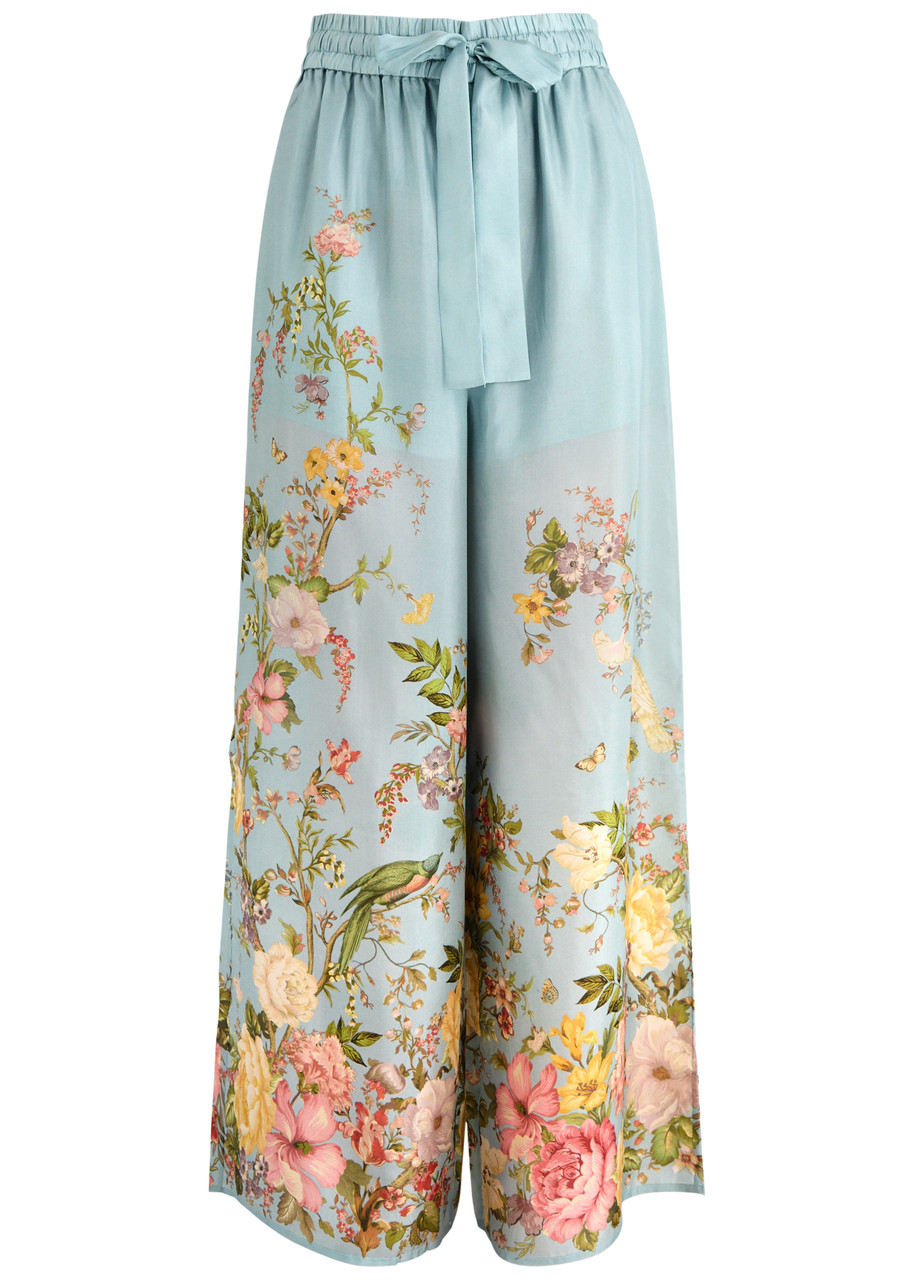 Shop Zimmermann Waverly Floral-print Silk Trousers In Multi Floral
