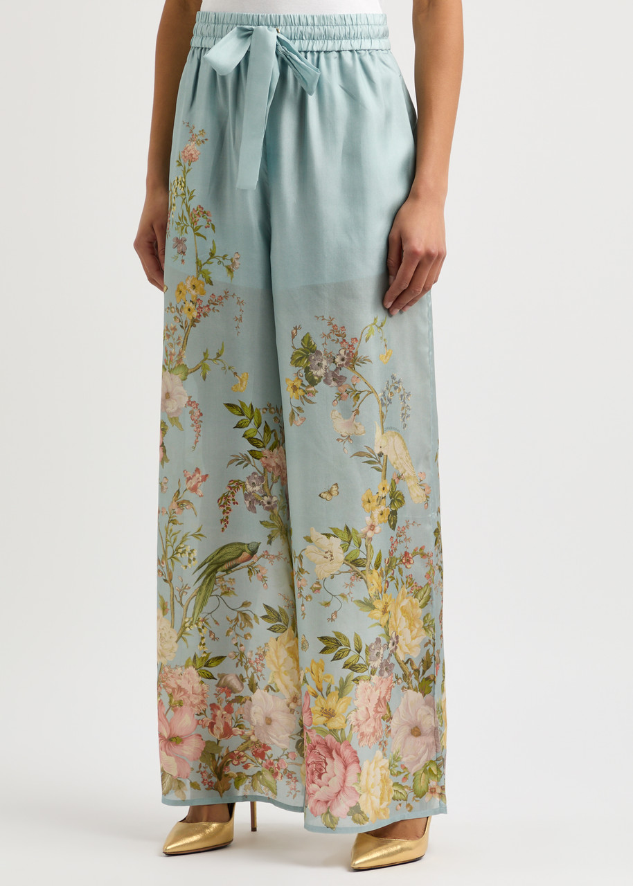 Shop Zimmermann Waverly Floral-print Silk Trousers In Multi Floral