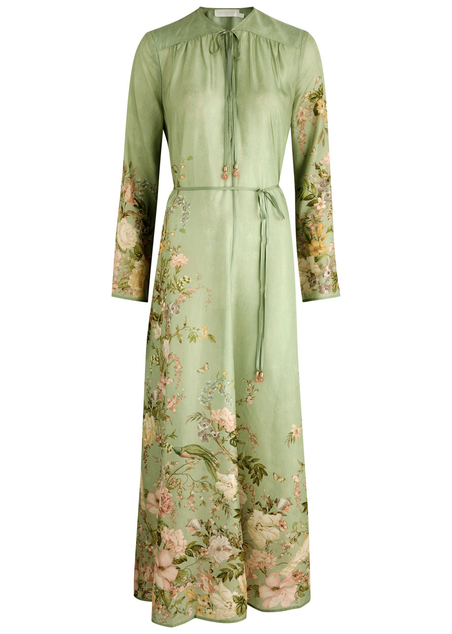 Shop Zimmermann Waverly Floral-print Silk Maxi Dress In Multi Floral