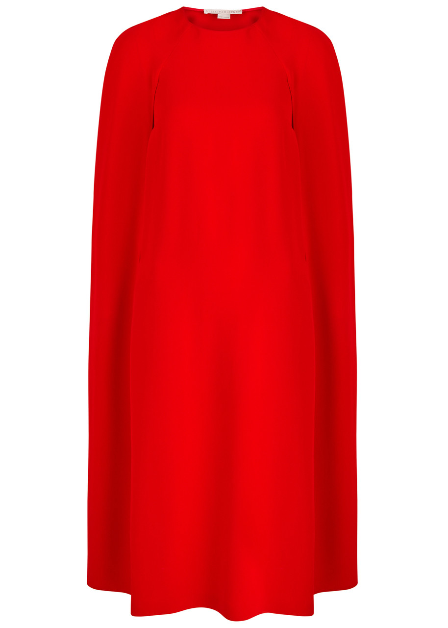 Stella Mccartney Cape-effect Stretch-crepe Midi Dress In Red