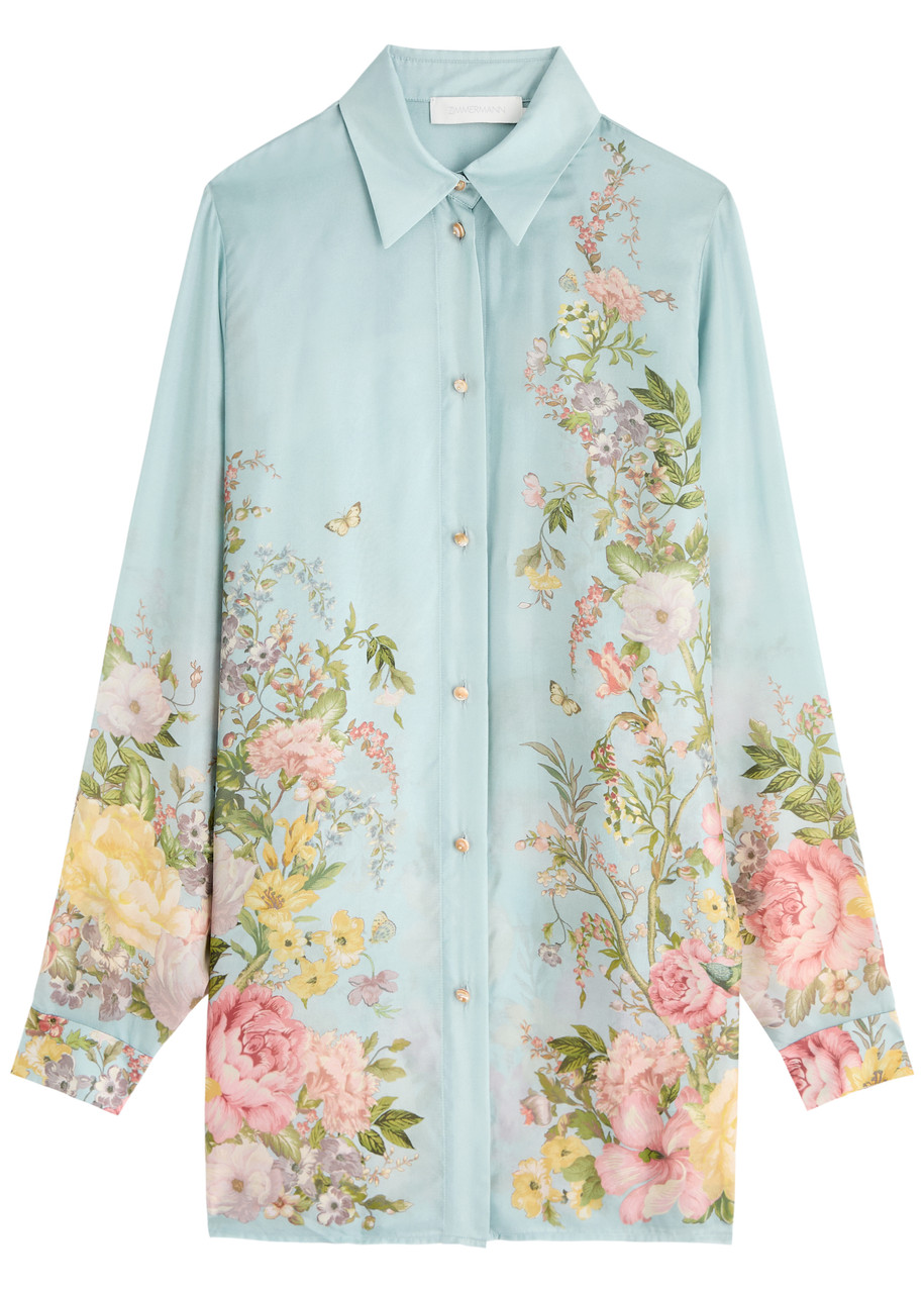 Shop Zimmermann Waverly Floral-print Silk Shirt In Multi Floral