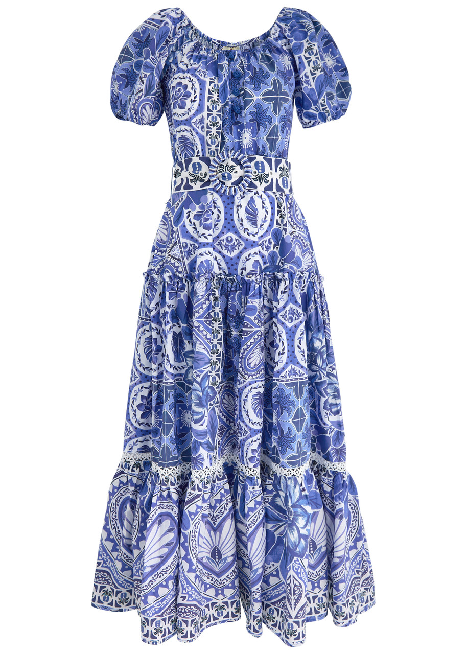 Farm Rio Tile Dream Printed Cotton Maxi Dress - Multicoloured - XS (UK6 /xs)