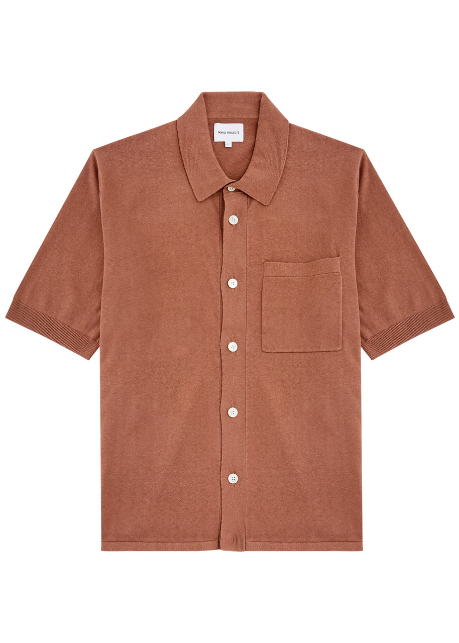 Norse Projects Rollo Linen-blend Knitted Shirt - Orange - L