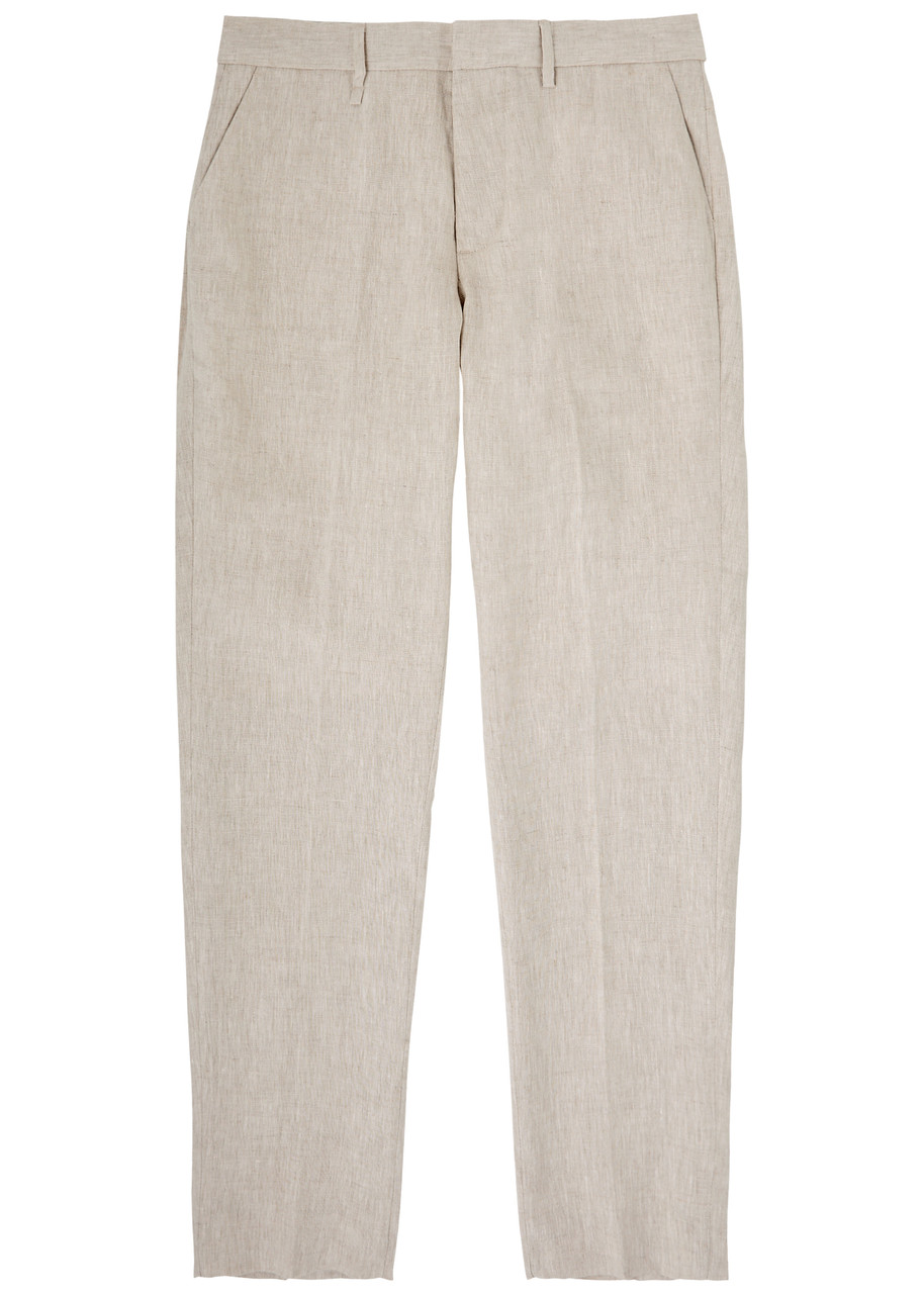 Wax London Alp Slim-leg Linen Trousers In Ecru