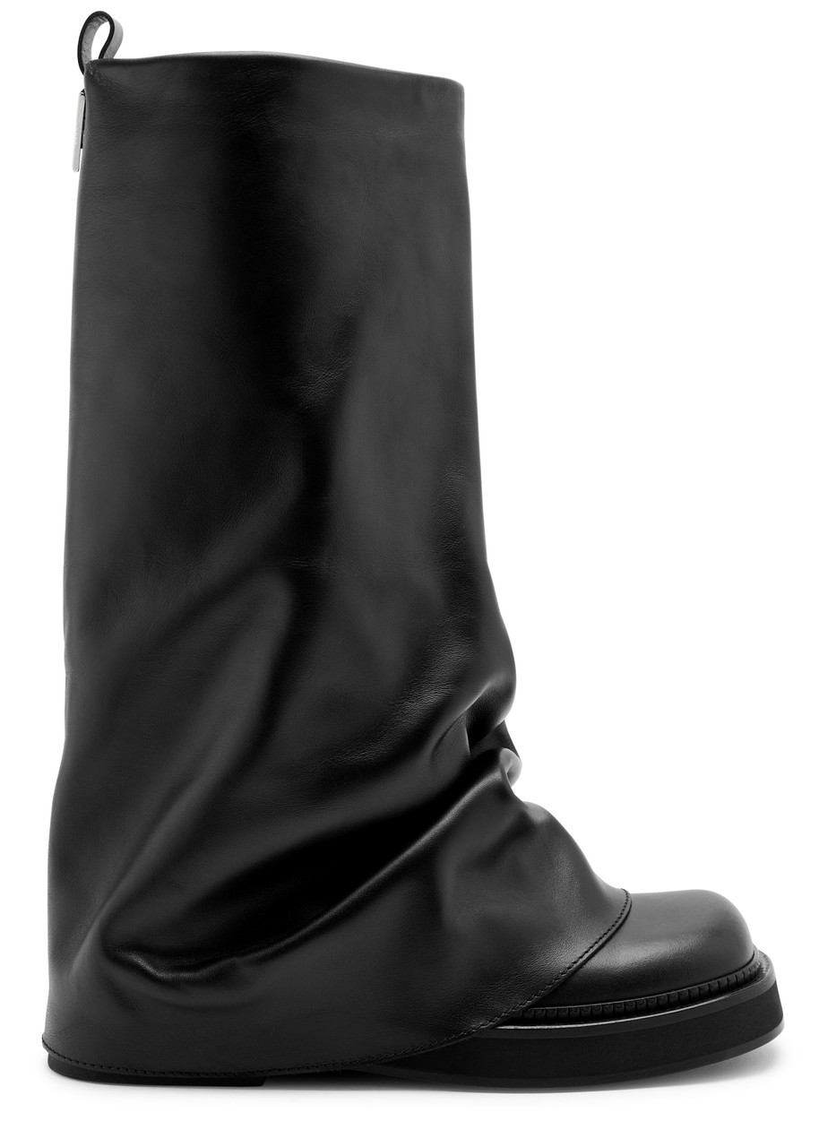The Attico Robin Layered Leather Combat Boots - Black - 38 (IT38 / UK5)
