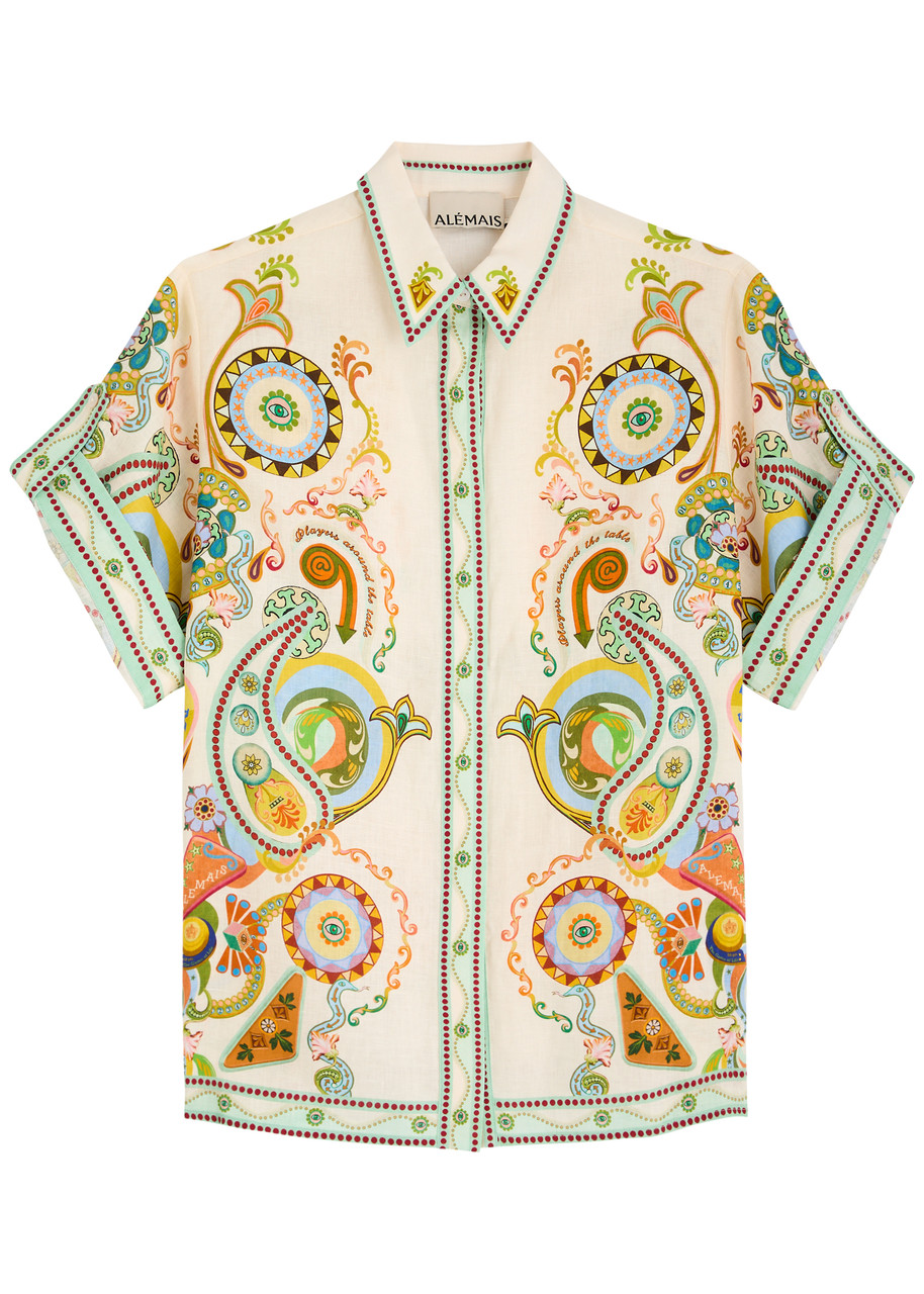 Alemais Pinball Printed Linen Shirt In Multicoloured