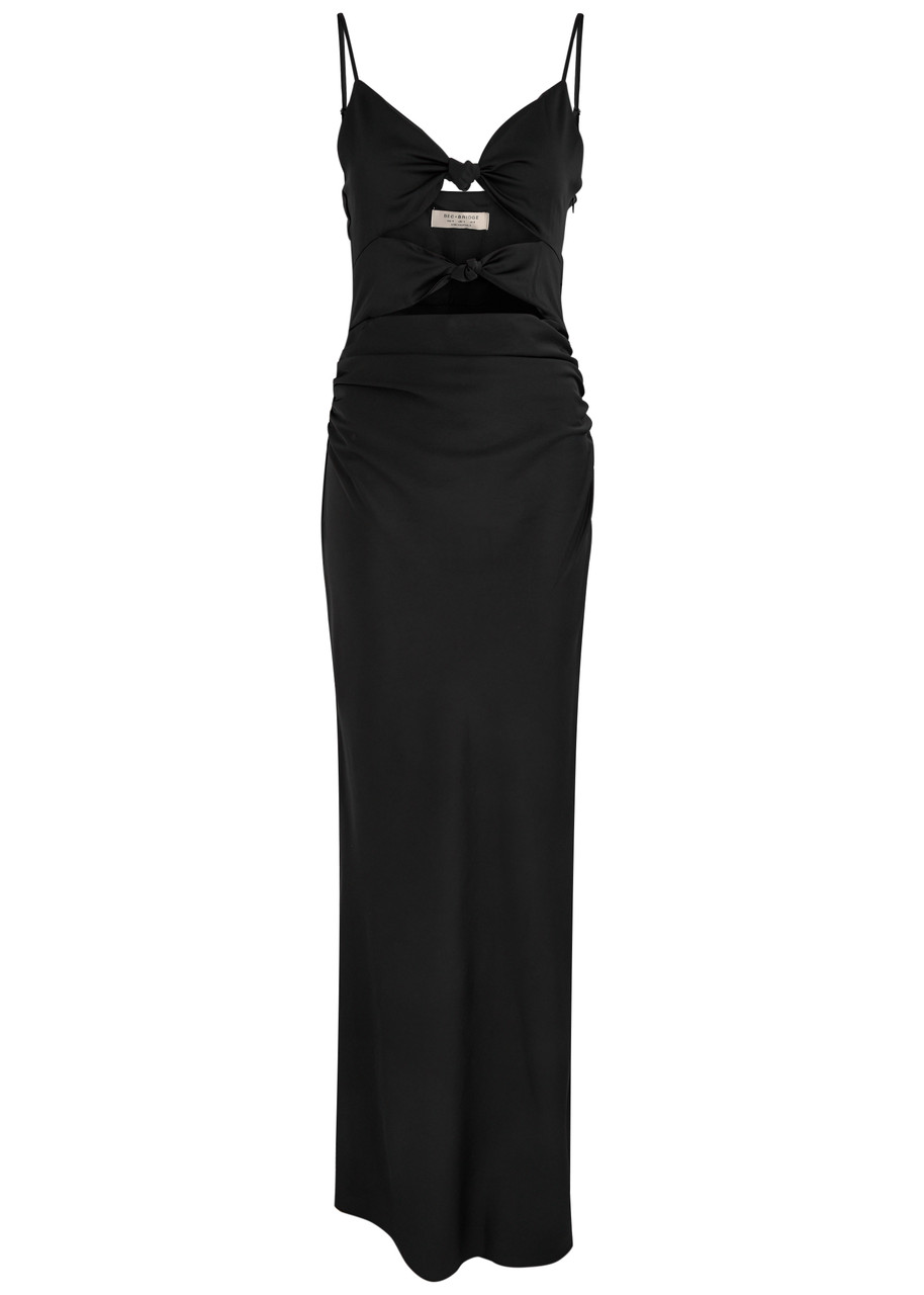 Bec & Bridge Mari Lou Cut-out Satin Maxi Dress In Black