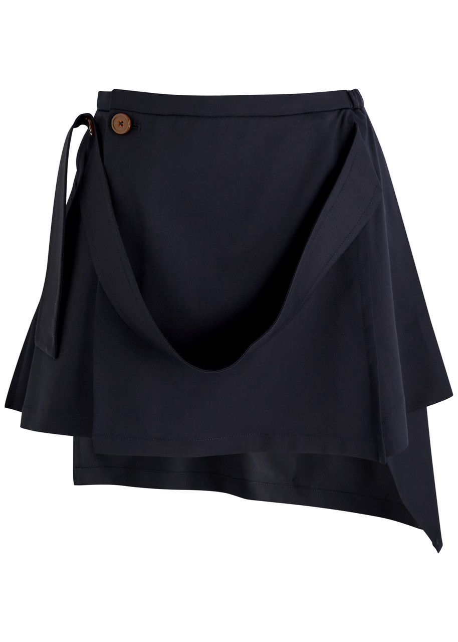 Vivienne Westwood Meghan Draped Wool Mini Wrap Skirt - Navy - 40 (UK8 / S)
