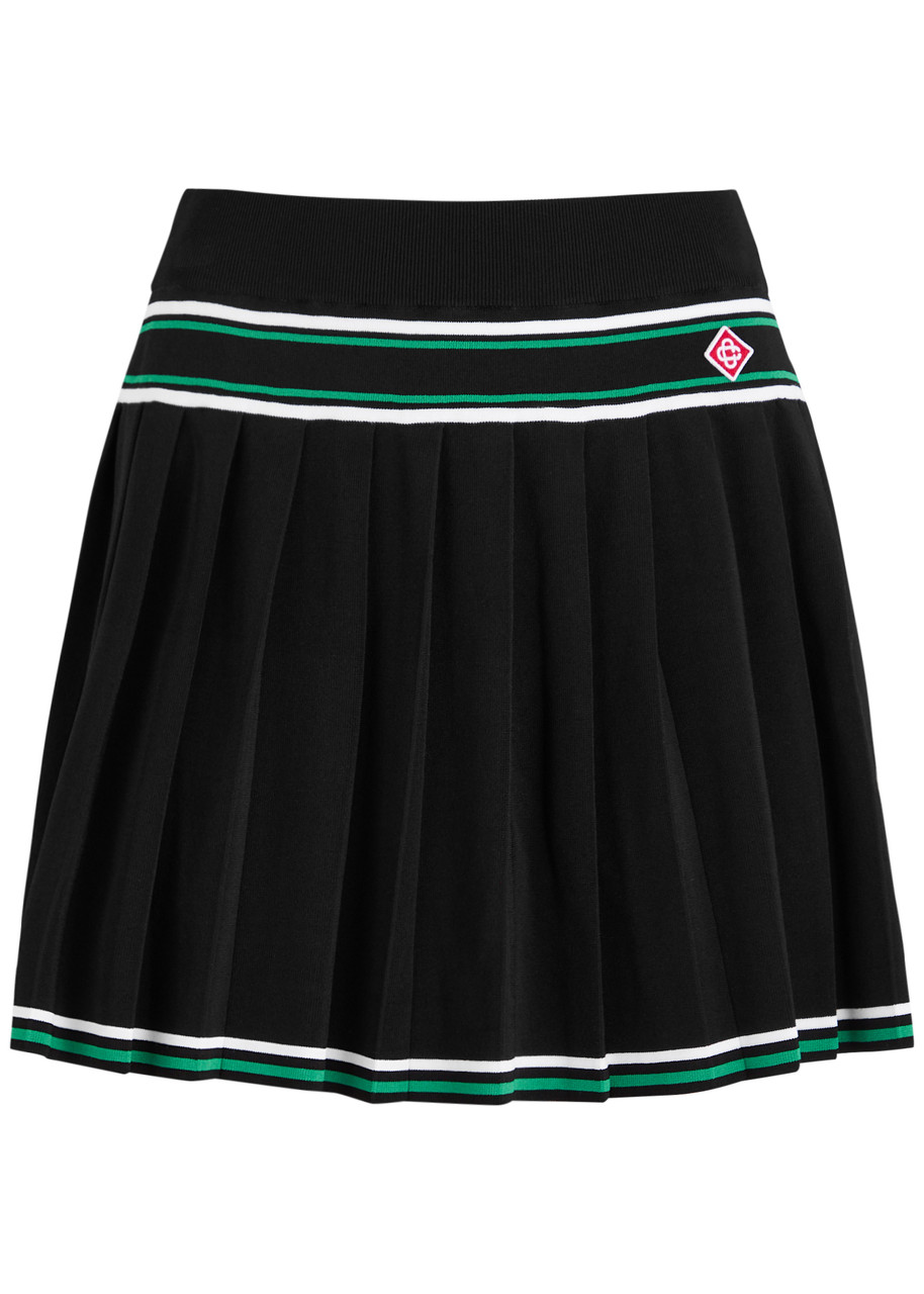 Casablanca Pleated Stretch-knit Mini Skirt In Black