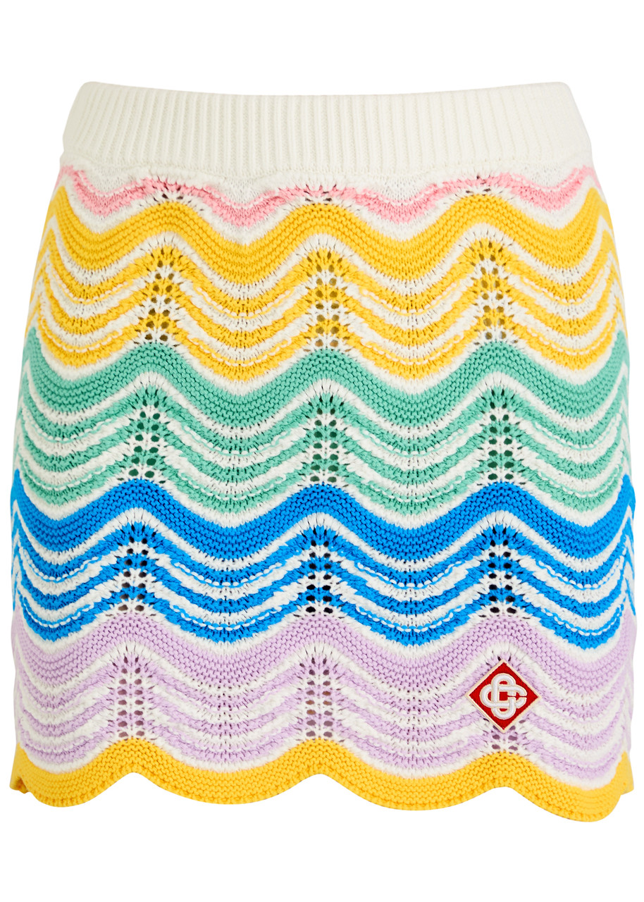 Casablanca Striped Crochet Mini Skirt In Multicoloured