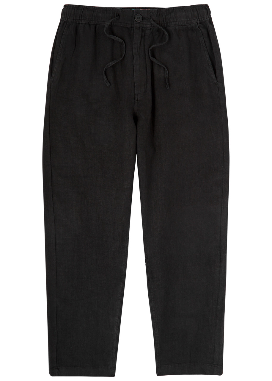 Wax London Mens Tyne Black Floral Diamond Cotton Trousers In Black