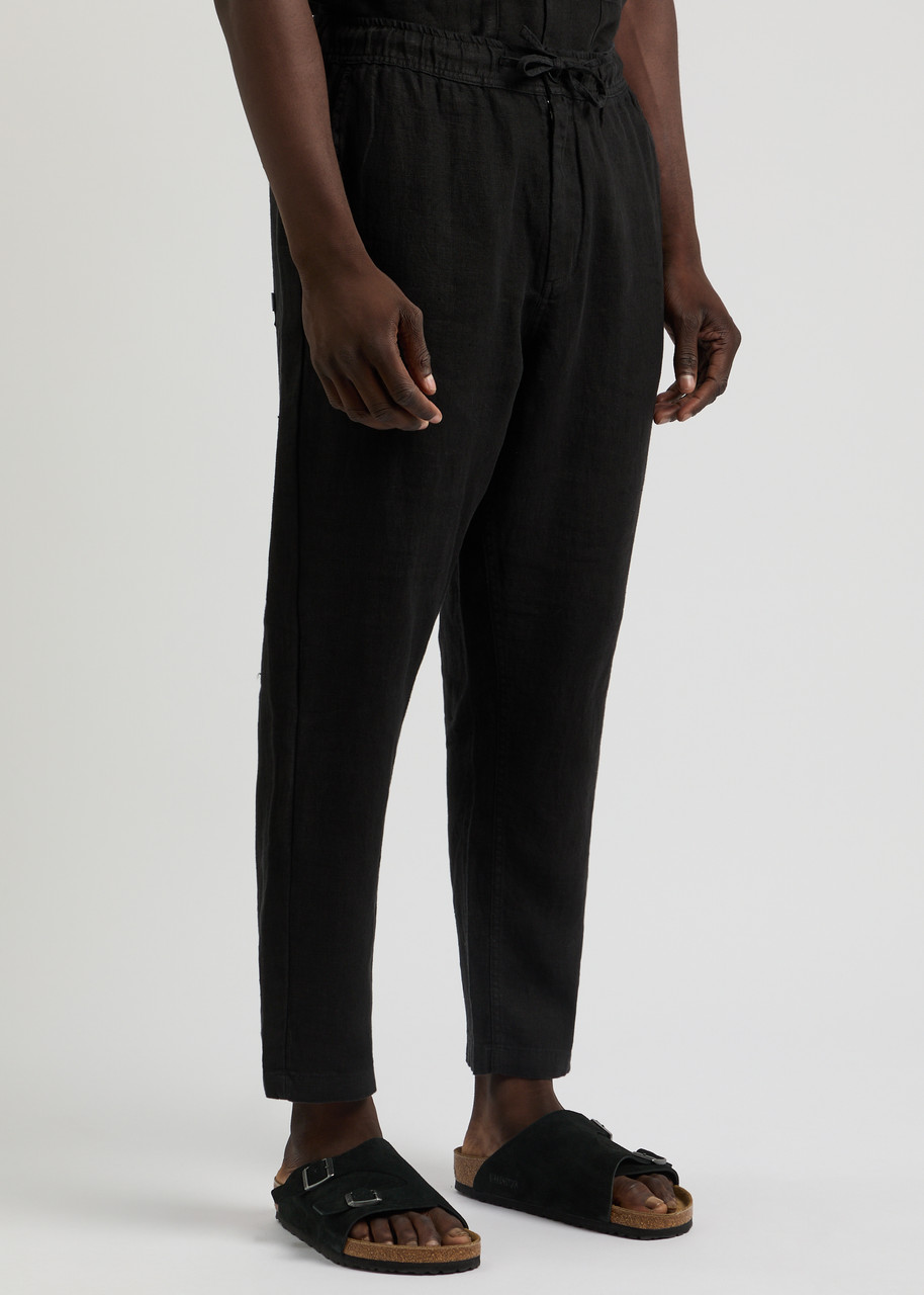 Wax London Mens Tyne Black Floral Diamond Cotton Trousers In Black