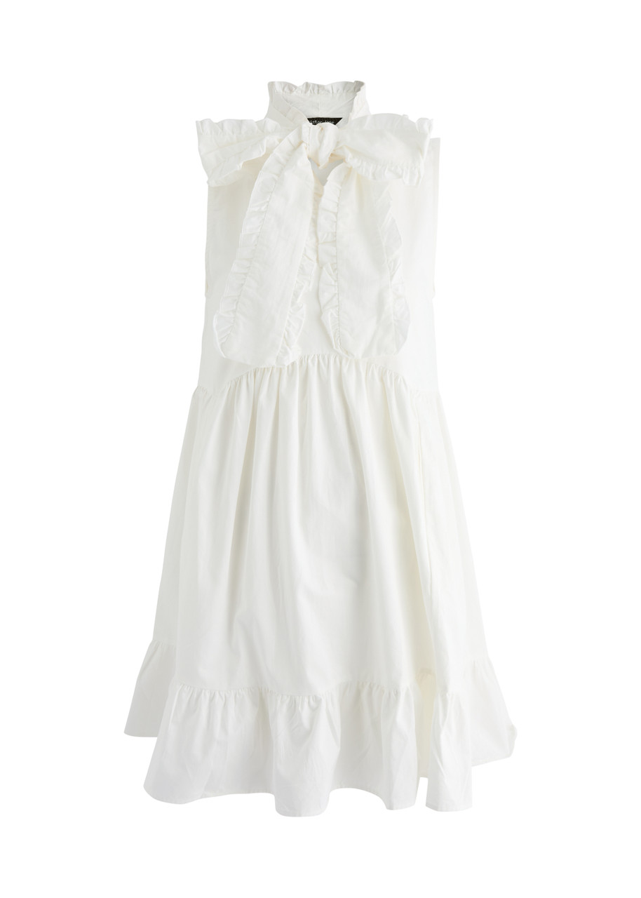 Sister Jane Enchanted Bow Tiered Cotton Mini Dress - White - 12 (UK12 / M)