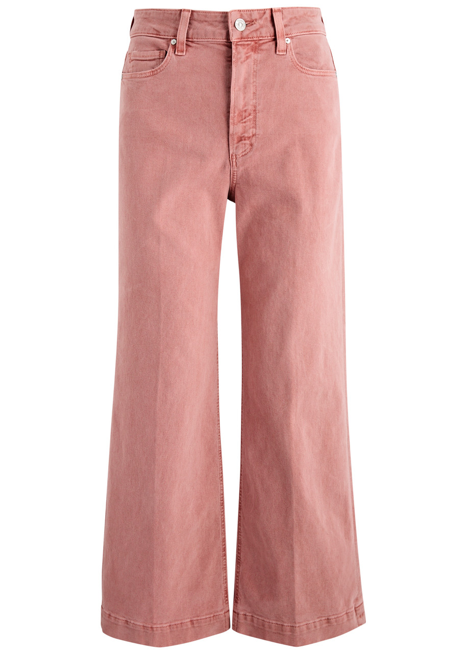 Paige Anessa Cropped Wide-leg Jeans In Pink