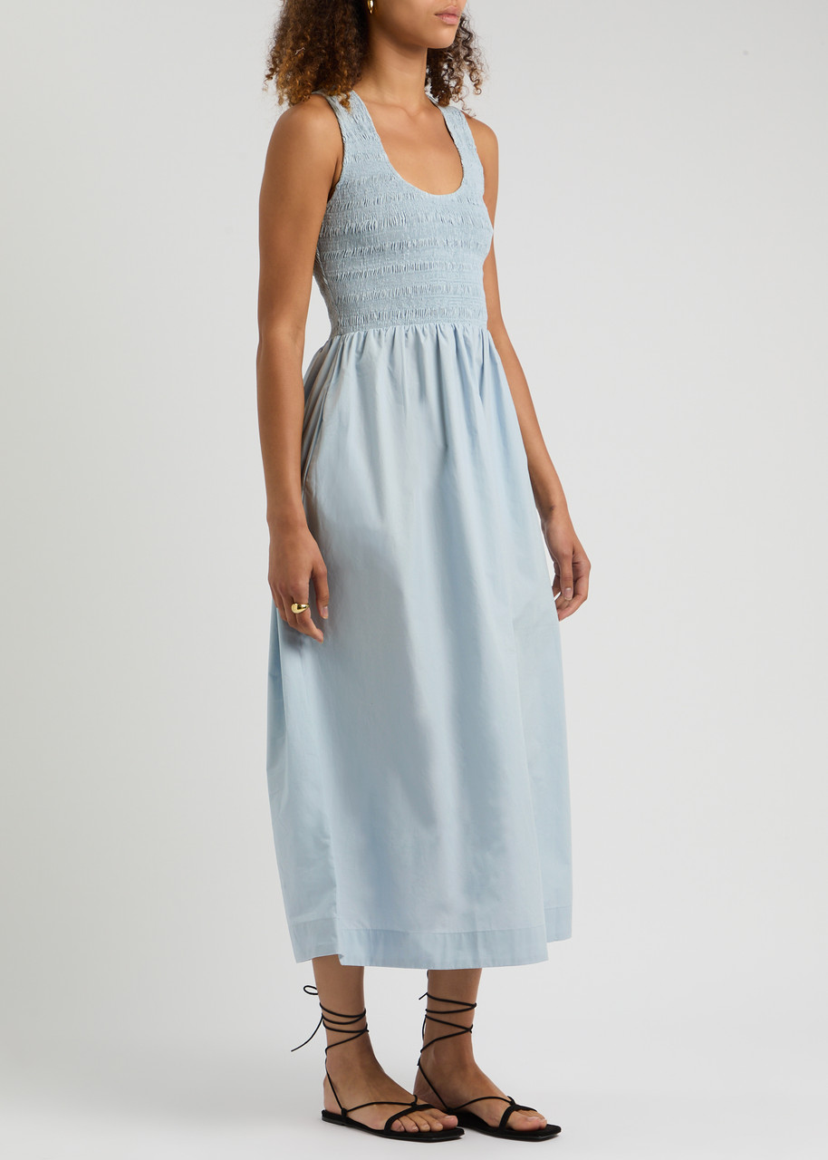 Faithfull The Brand Matera Cotton Midi Dress In Light Blue