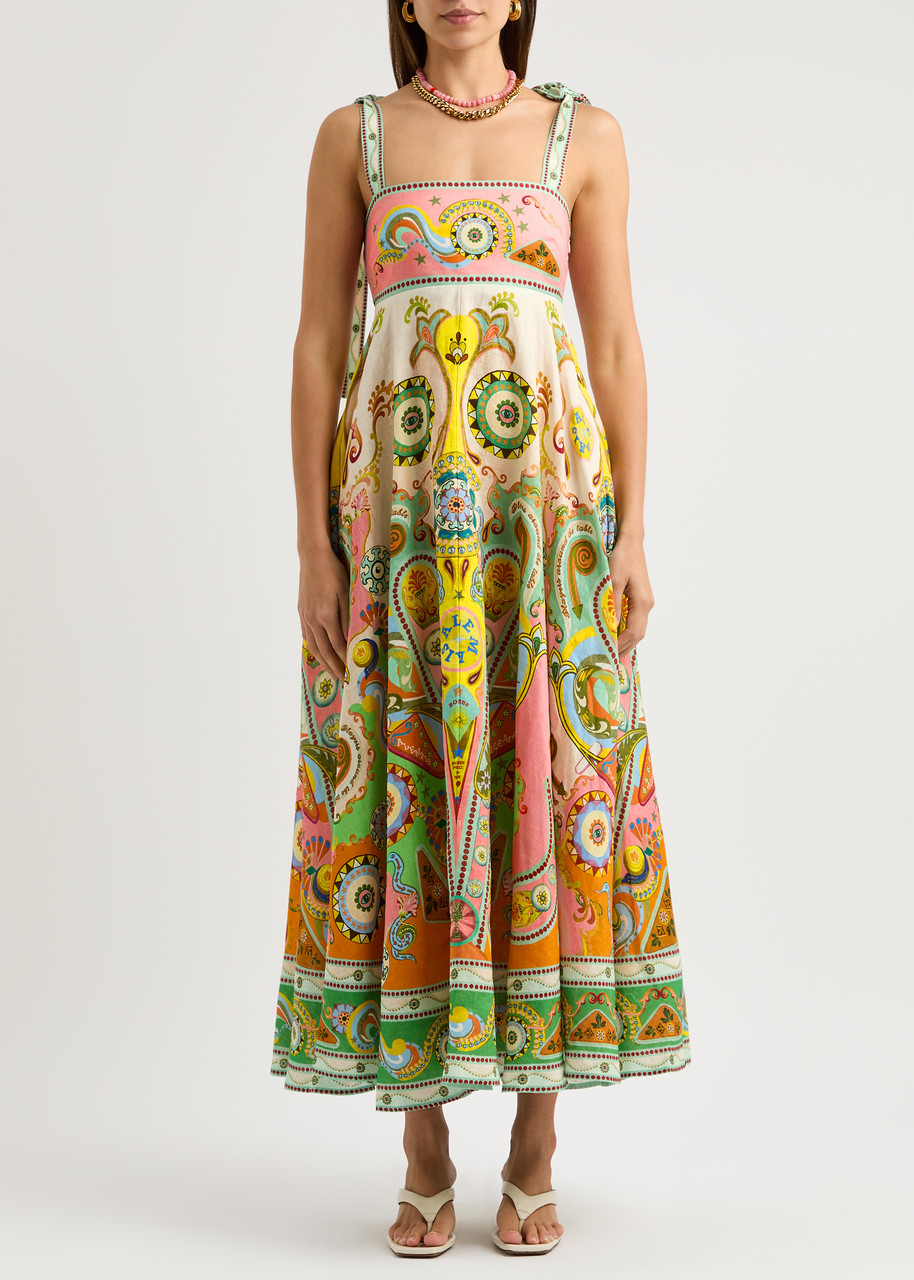  Alemais Pinball Printed Linen Maxi Dress - Multicoloured - 8 (uk8 / S) 