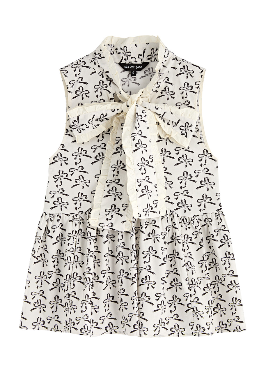 Sister Jane Bow-print Cotton top - Black And White