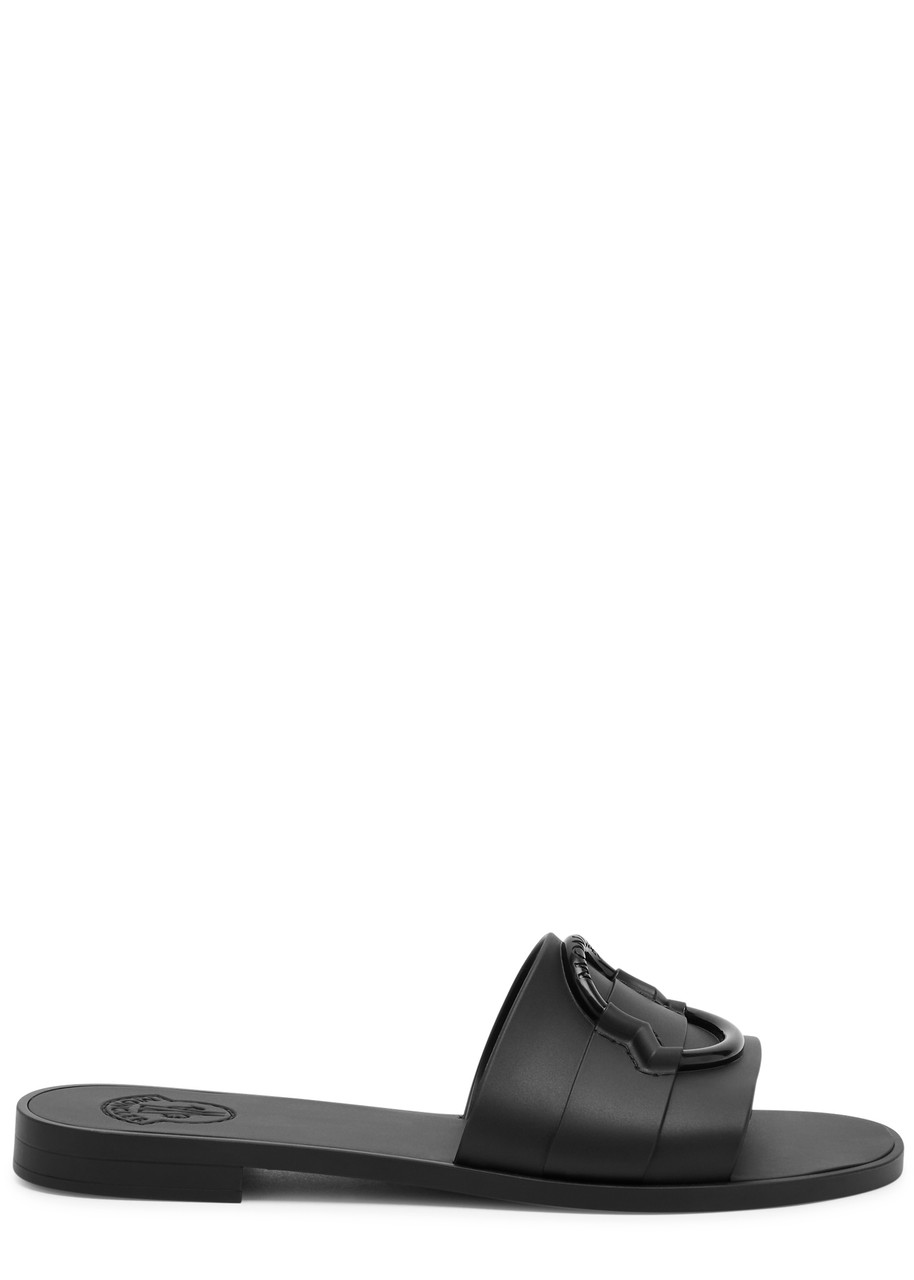 Moncler Logo Rubber Sliders - Black