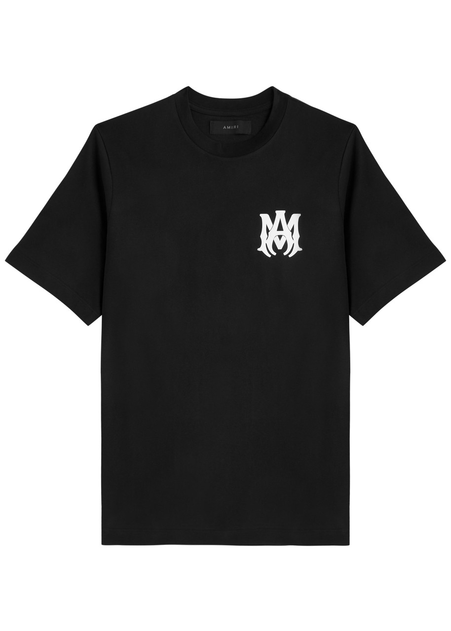 Amiri Black Crewneck T-shirt With Logo Print On The Front And Logo Lettering On The Rear In Cotton Man In Black