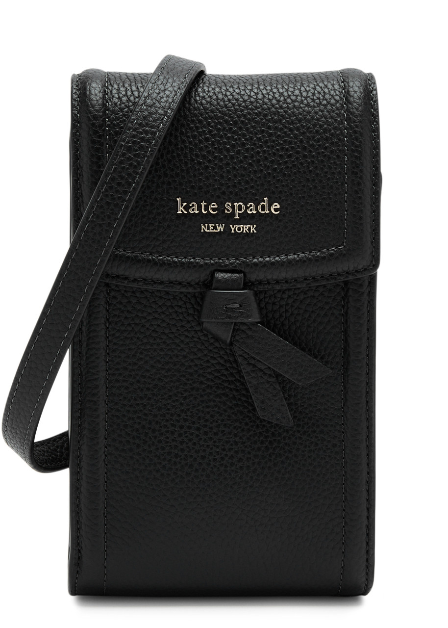 Kate Spade New York Knott Leather Cross-body Phone Case In Black