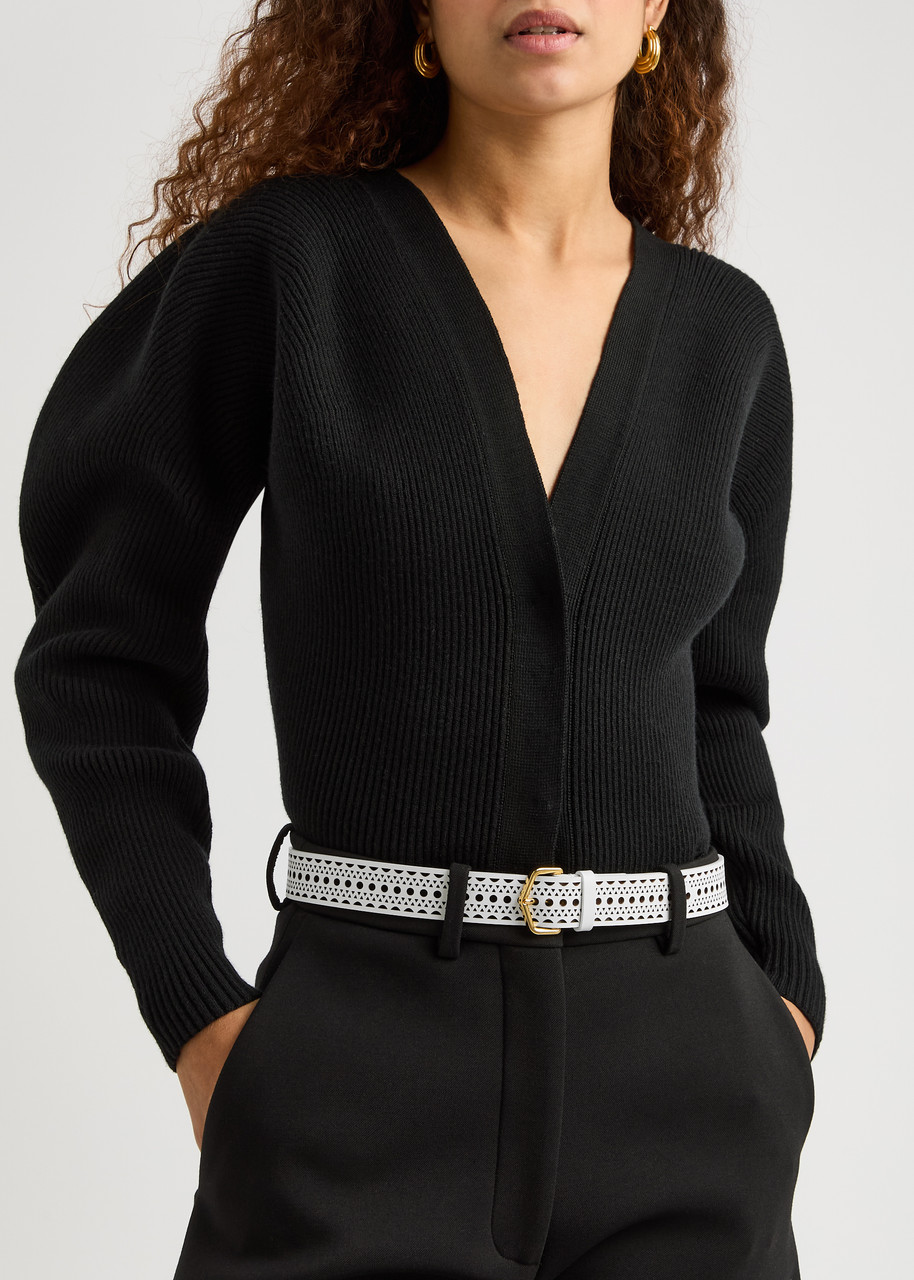 Alaïa Neo Vienne White Leather Belt In White