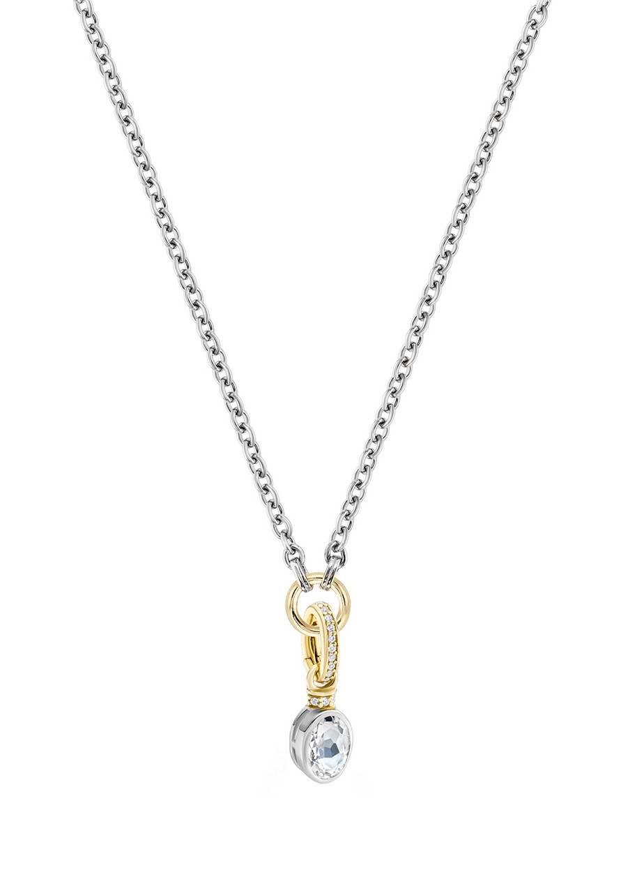 V By Laura Vann Crystal-embellished Rhodium-plated Necklace In Silver