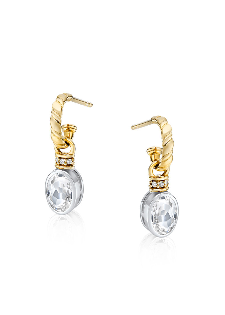 V By Laura Vann Crystal-embellished 18kt Gold Vermeil Hoop Earrings In Silver