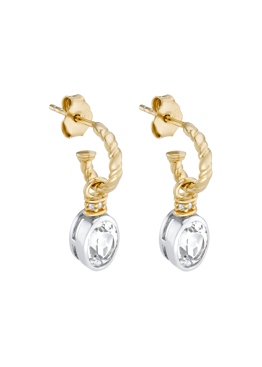 Laura Vann Crystal-embellished 18kt Gold Vermeil Hoop Earrings - Silver - One Size