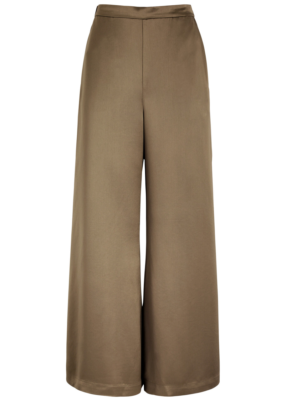 By Malene Birger Lucee Flared Satin Trousers In Light Brown