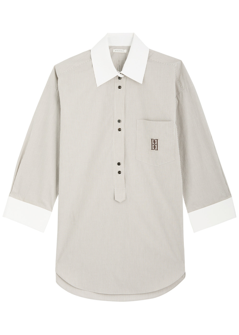 By Malene Birger Maye Logo-embroidered Striped Cotton Shirt In White