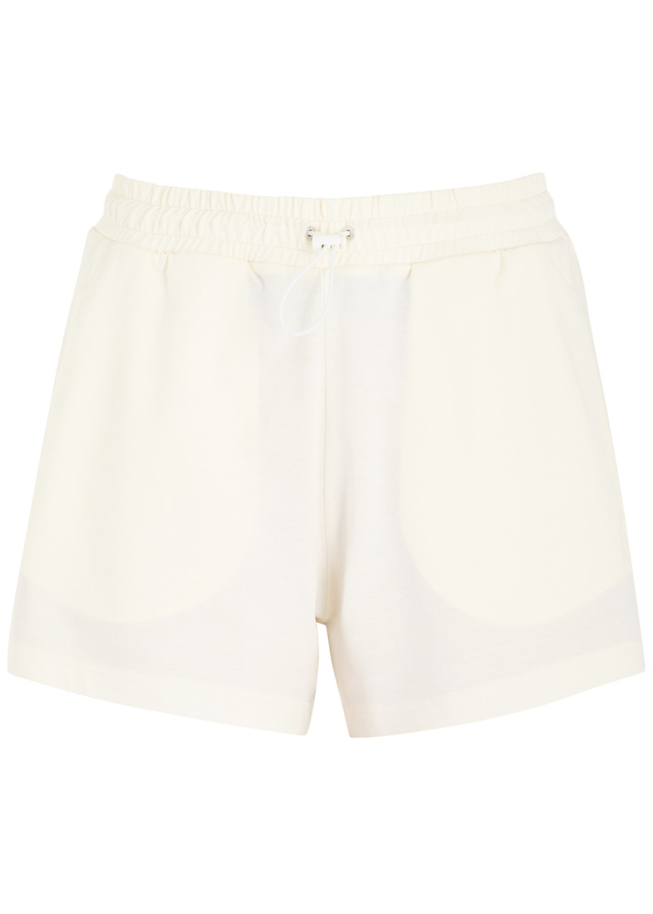 Moncler Panelled Cotton Shorts In Ivory