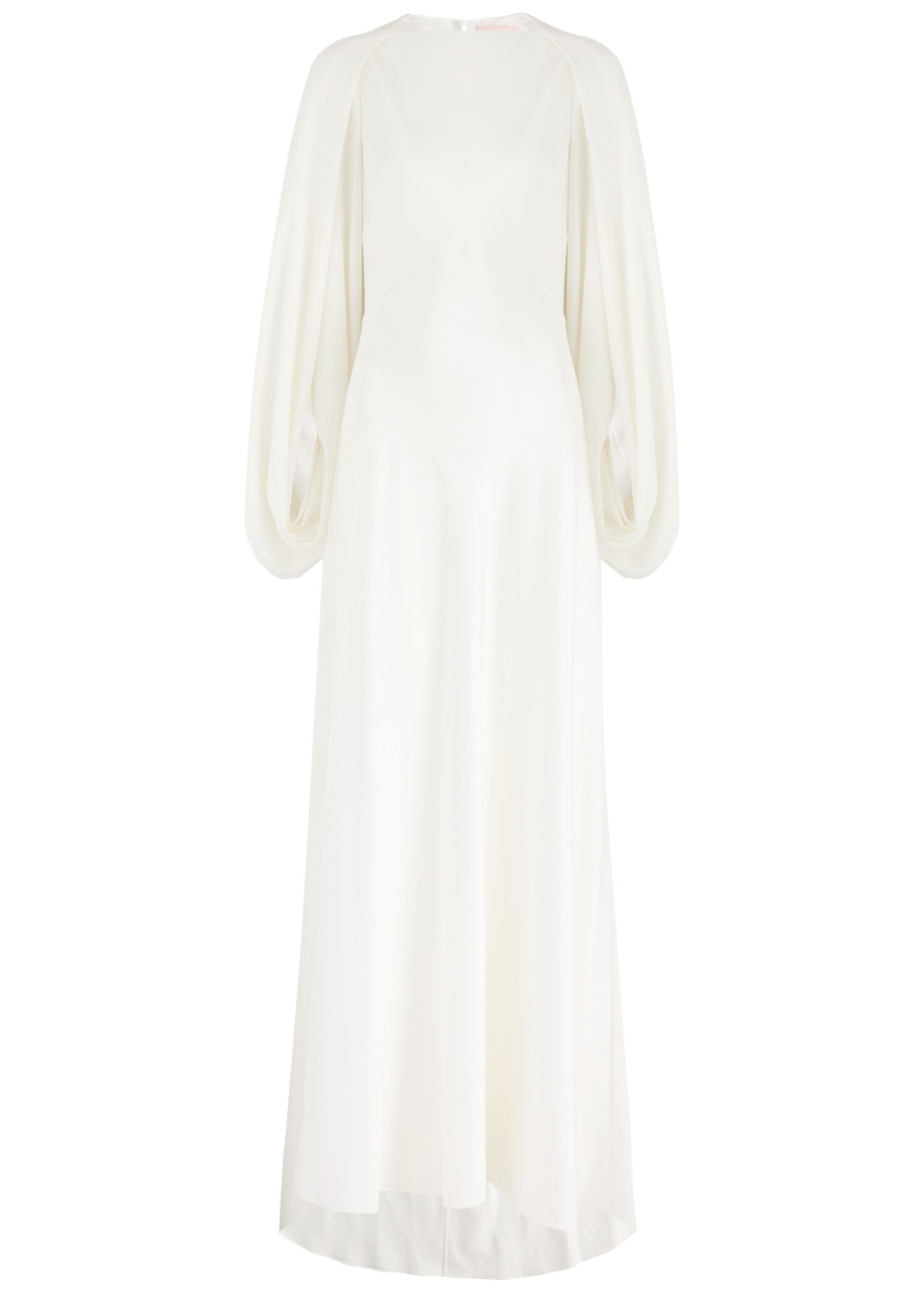 Roksanda Kami Cape-effect Silk-satin Gown In Ivory