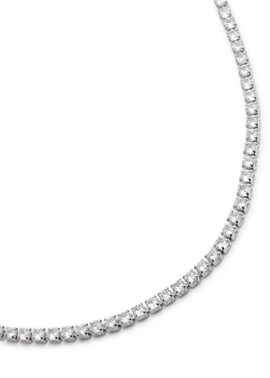  Cernucci Micro Crystal-embellished Tennis Necklace - Silver - One Size 