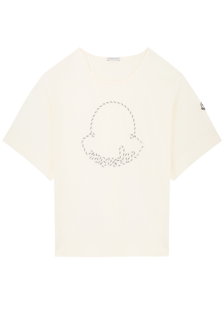 Moncler Rope Logo-appliquéd Cotton T-shirt - Ivory - XS (UK 8 /xs)