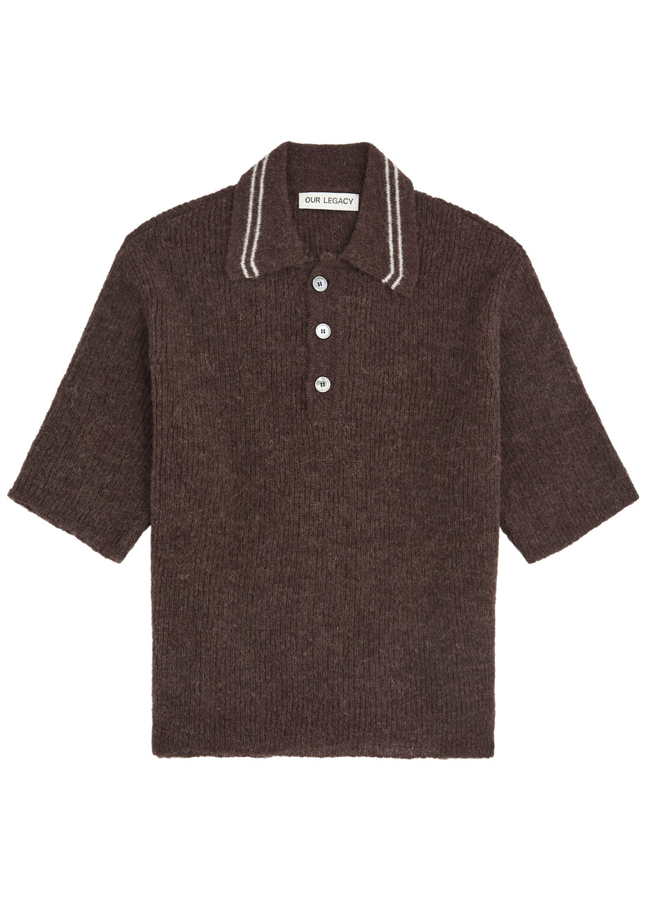 Our Legacy Traditional Alpaca-blend Polo Shirt In Burgundy