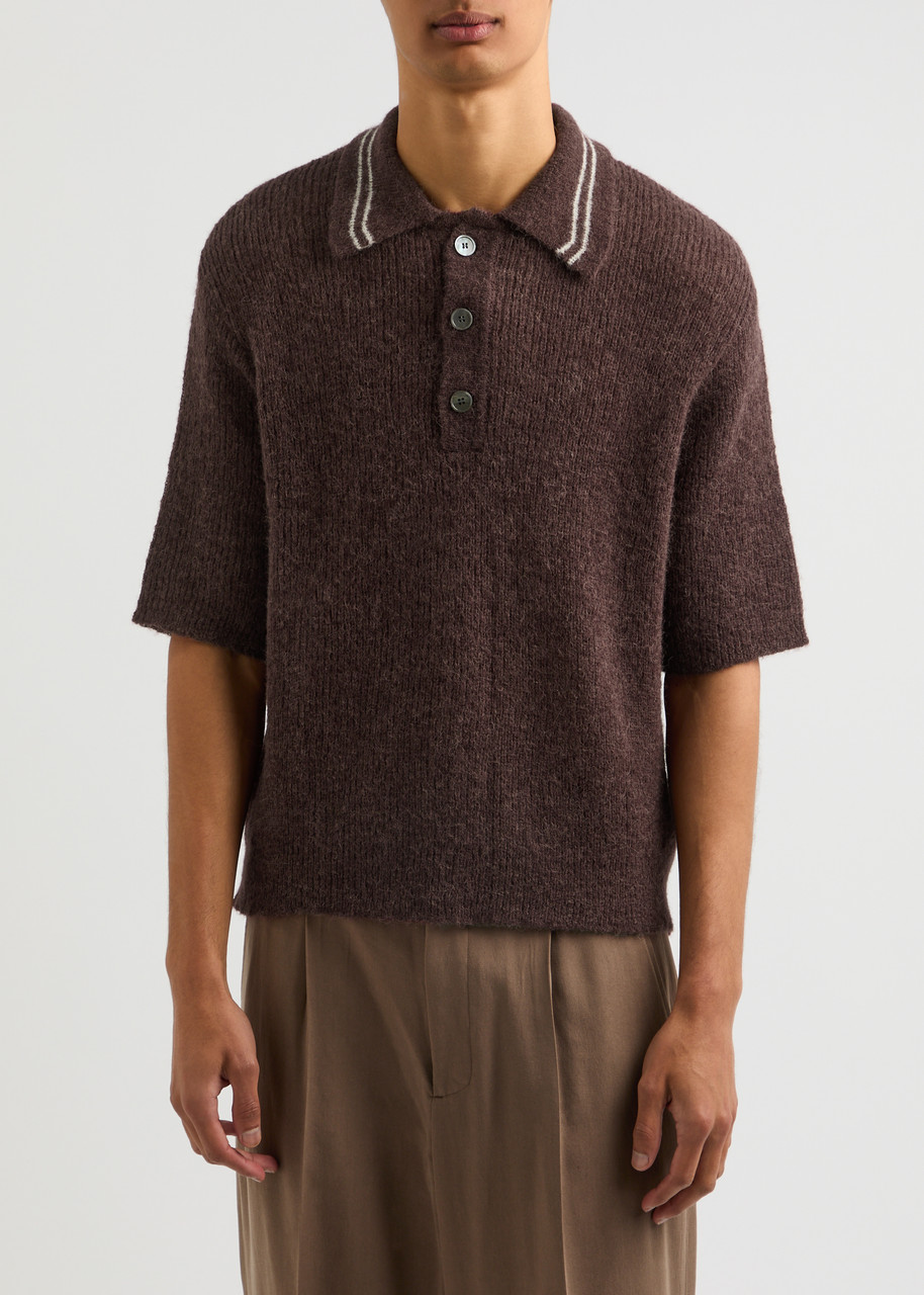 Shop Our Legacy Traditional Alpaca-blend Polo Shirt In Burgundy