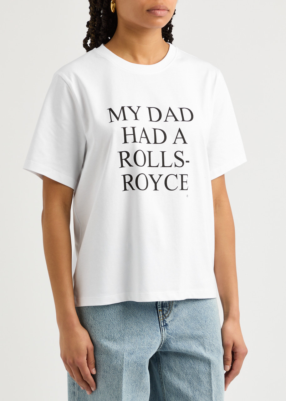 Shop Victoria Beckham My Dad Had A Rolls-royce Cotton T-shirt In White