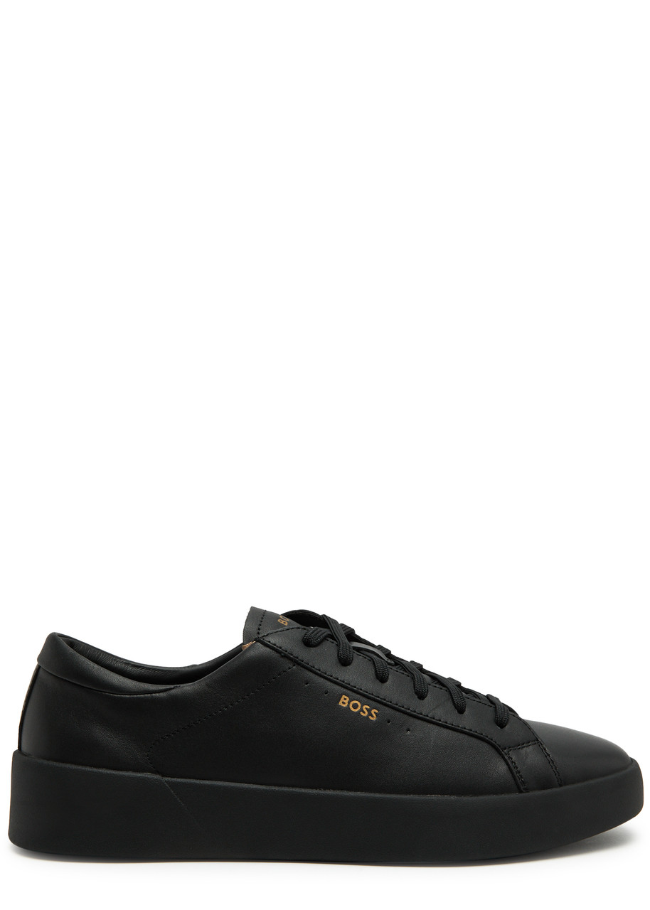 Hugo Boss Boss Belwar Leather Sneakers In Black