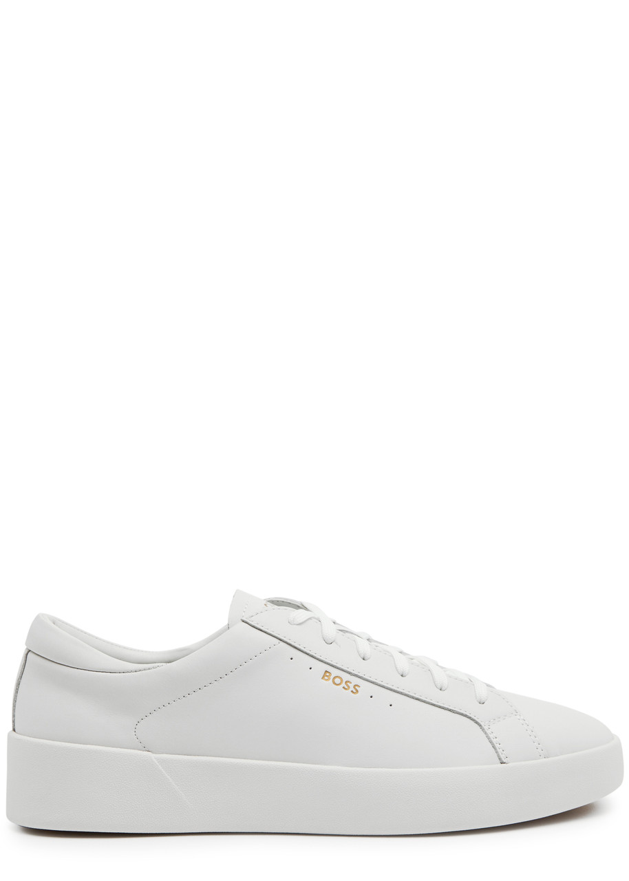 Hugo Boss Boss Belwar Leather Sneakers In White