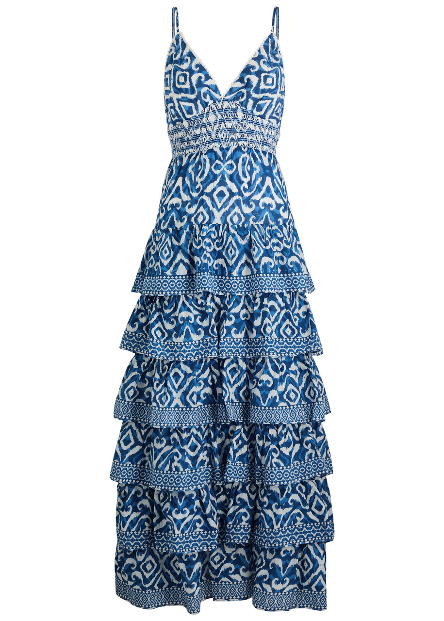 Alice And Olivia Imogene Tiered Maxi Dress In Blue