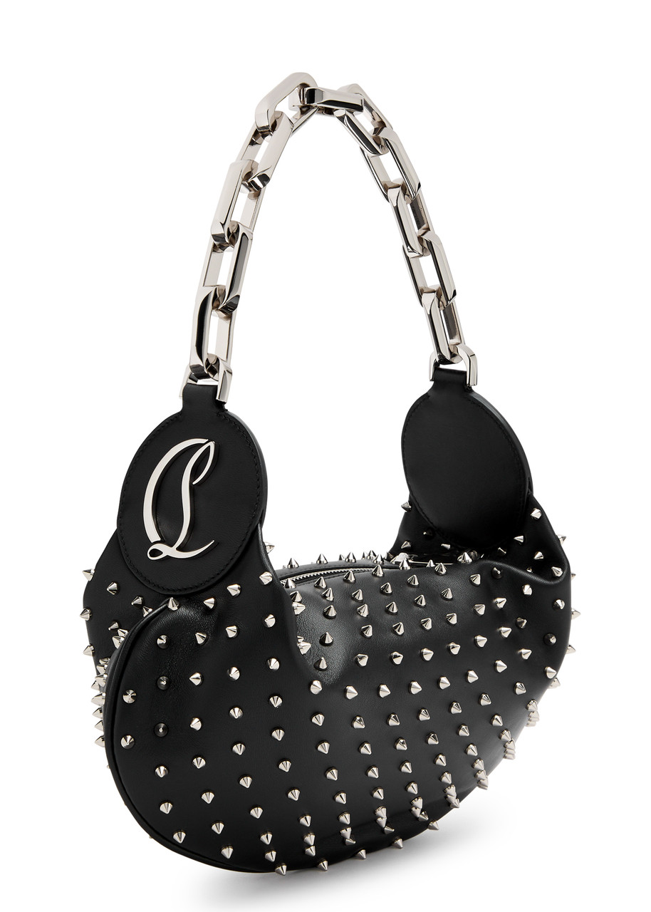 Christian Louboutin Le 54 Spike-embellished Leather Shoulder Bag In Black And Silver