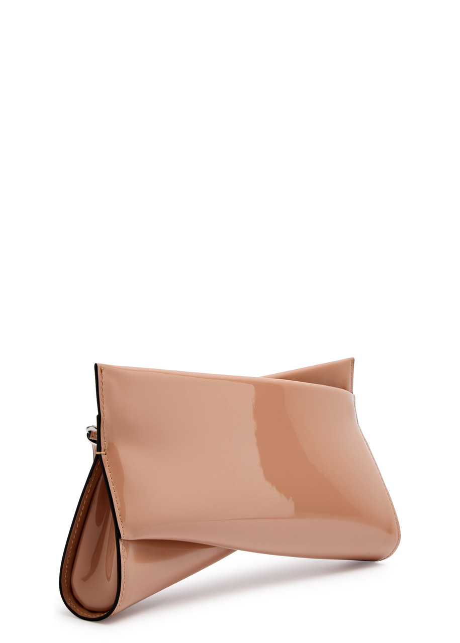 Christian Louboutin Loubitwist Patent Leather Shoulder Bag In Beige