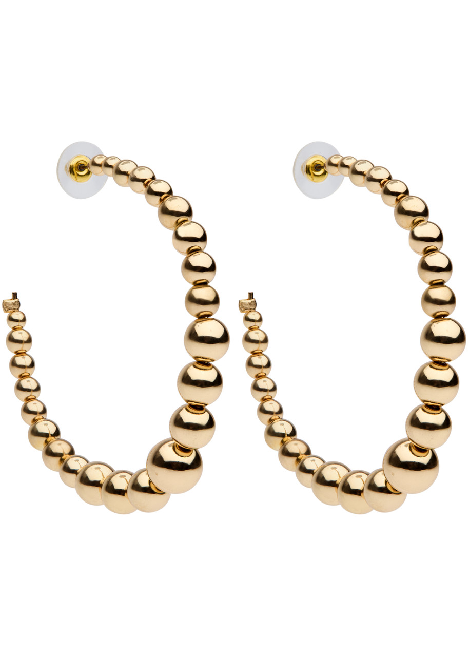 Kenneth Jay Lane Beaded Hoop Earrings In Gold