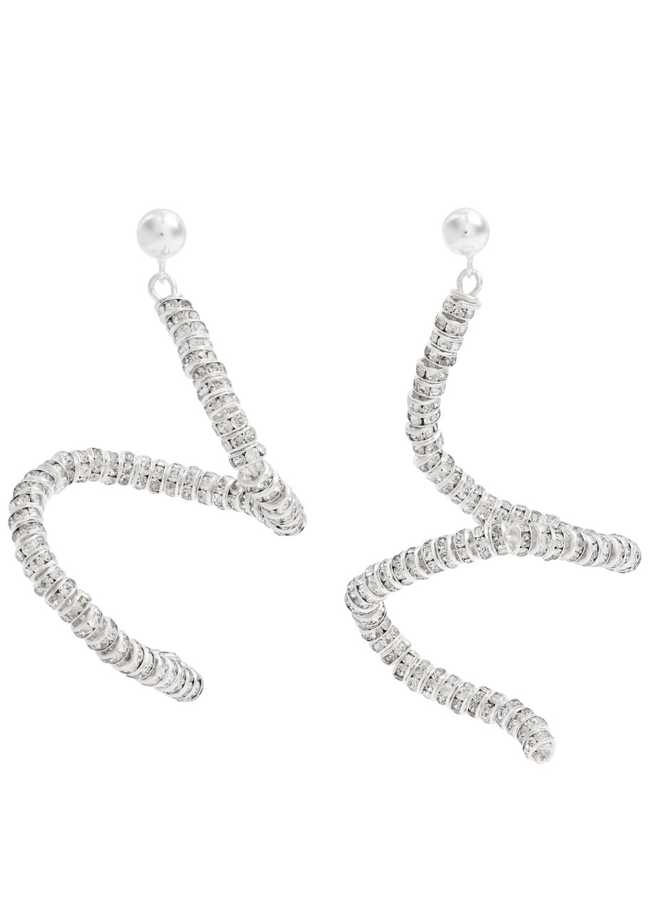 Pearl Octopuss.y Skinny Viper Embellished Earrings In Grey