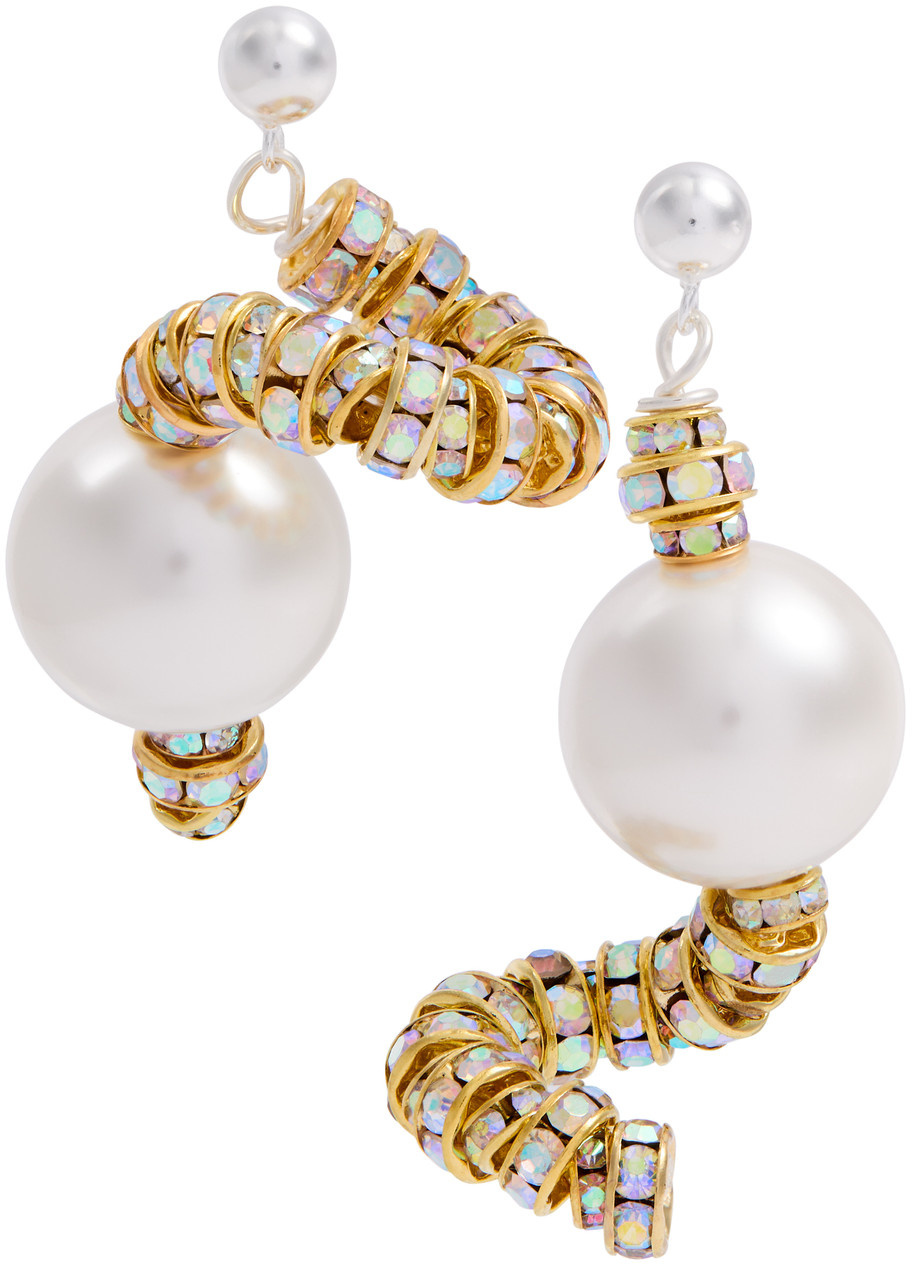 Pearl Octopuss.y Mini Snakes Embellished Drop Earrings In Gold