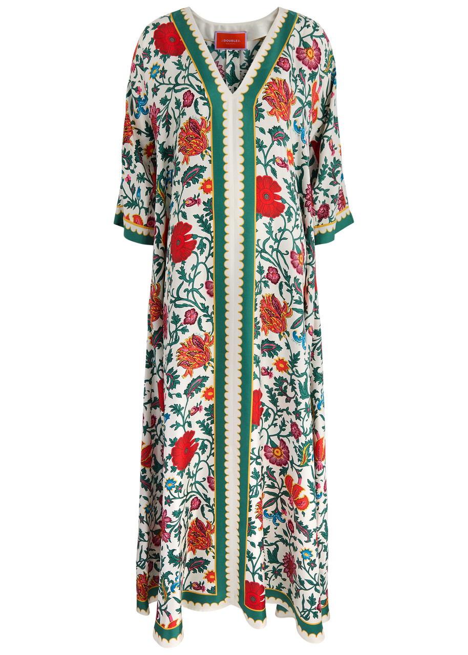 LA Double J Muumuu Printed Silk-satin Maxi Dress - Multicoloured - XS (UK6 /xs)